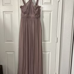 Size Large Cute Pink Nude Dress Bridesmaids Wedding Formal Prom Homecoming Banquet Pictures Gown Sheer 