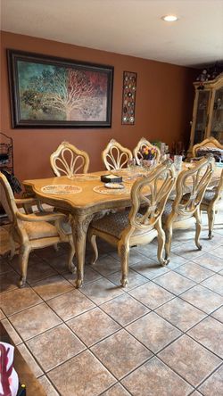 French Provincial Dining Table with 6 Chairs