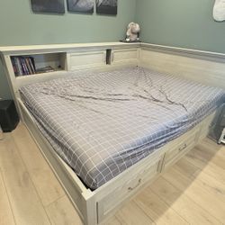 Queen Size Bed Frame With Storage Underneath Three Drawers