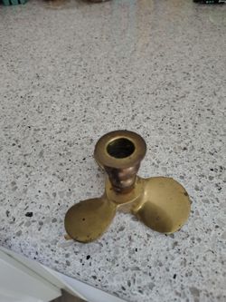 Vintage Solid Brass Propeller Candlestick Holder