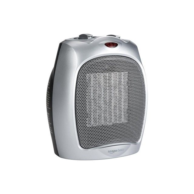 Amazon Basics Ceramic Space Heater, Portable Heater for Indoor Use, for Office and Home, With Overheat and Tip-Over Protection, Thermostat