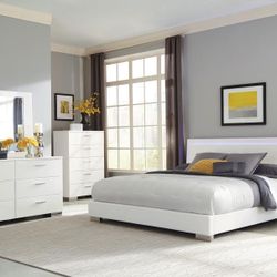 Felicity 5-Piece Queen Bedroom Set – White High Gloss