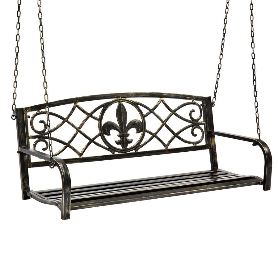 Outdoor Hanging Iron Porch Swing Patio Furniture with Armrests