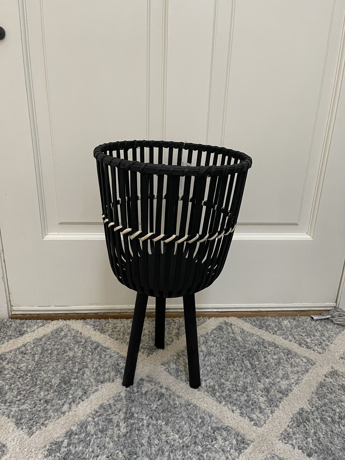 Black Rattan Plant Stand Boho