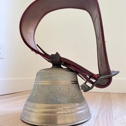Swiss Cow Bell – Bronze - Edelweiss Leather Strap – Gusset Uetendorf – Alpine Decor
