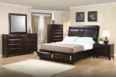 Cappuccino 4 Piece Storage Platform Bedroom Set - Queen or King (NO CREDIT CHECK FINANCING AVAILABLE)