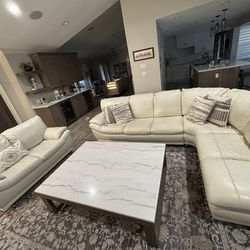 Sectional sofa + loveseat (Italian contemporary white leather)
