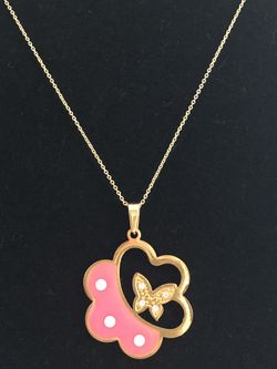 High quality pink butterfly necklace 18” inches long