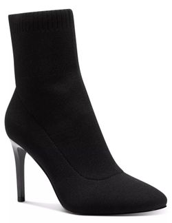 NEW IN BOX INC Womens Black Knit Sock Styling Vidalia Square Toe Stiletto Booties
