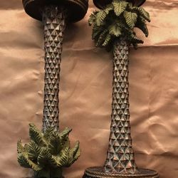 Bill Blass Palm Tree Candle Holders Set Of 2