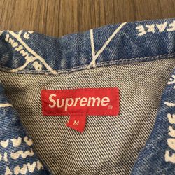 Supreme Gonz Map Work Denim Jacket Washed Blue - Size Medium