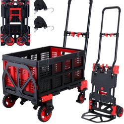 2 In 1 Foldable Hand Truck With Basket 
