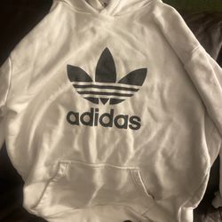 Adidas Trefoil Hoodie – White – Size Small/Medium Fit – Good Condition
