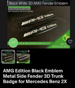2x Black Emblem Metal Side Fender Trunk Badge for AMG Edition