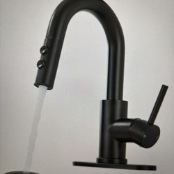 NIB- 2 Matte Black Pulldown Stainless Steel Bathroom Faucets- $70.00 for both