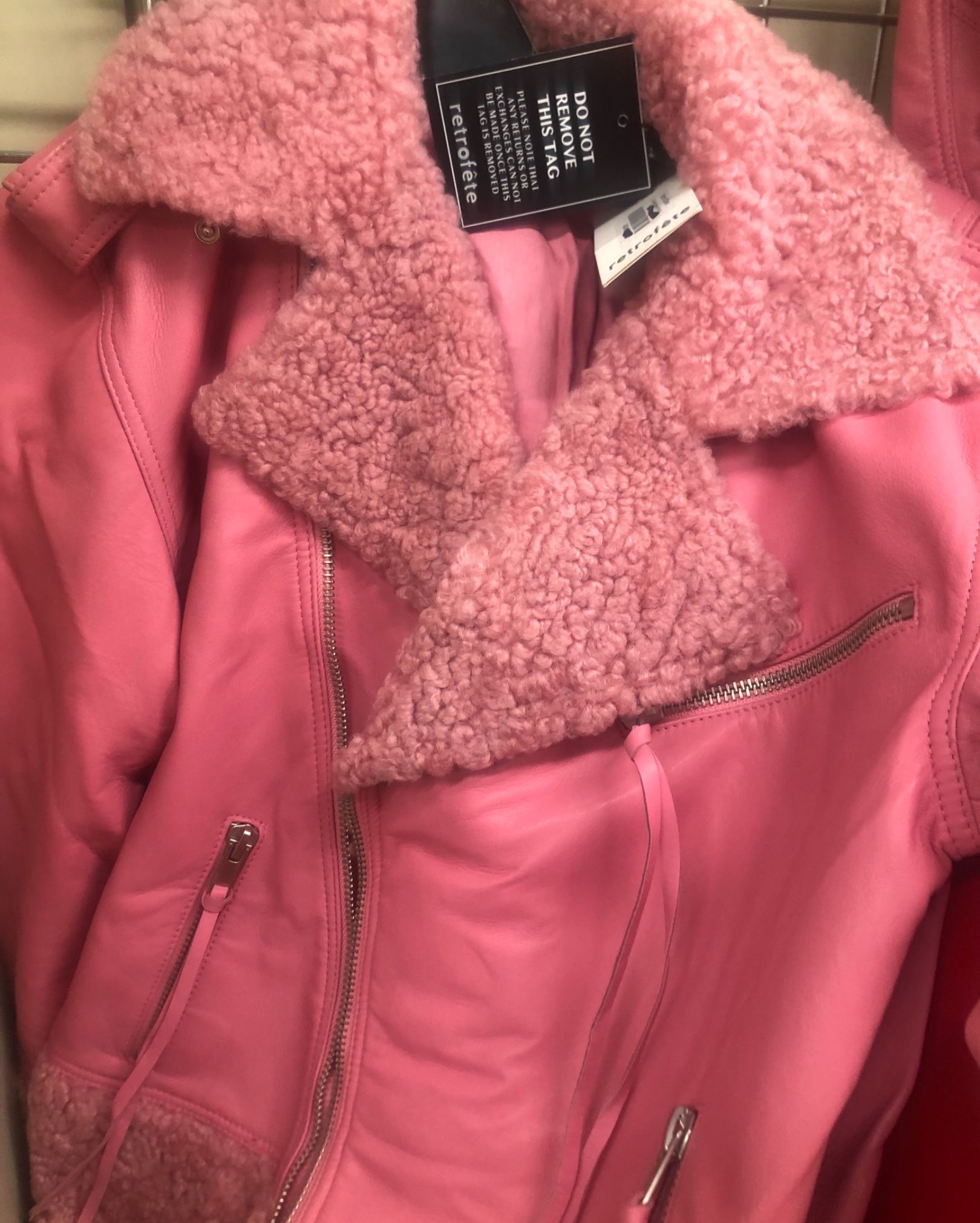 Pink Leather Retrofete Women Jackets 