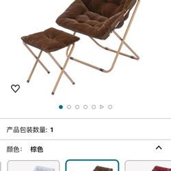 Square Folding Faux Fur Saucer Chair for Bedroom Living Room Dorm Foldable Metal Frame Oversized Large Comfy Furry Padded Soft Cozy Moon Chair with Fo