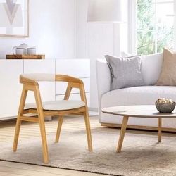 Costway Natural Bamboo Upholstered Accent / Dining Chair – $45