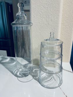Two Clear Apothecary Jars