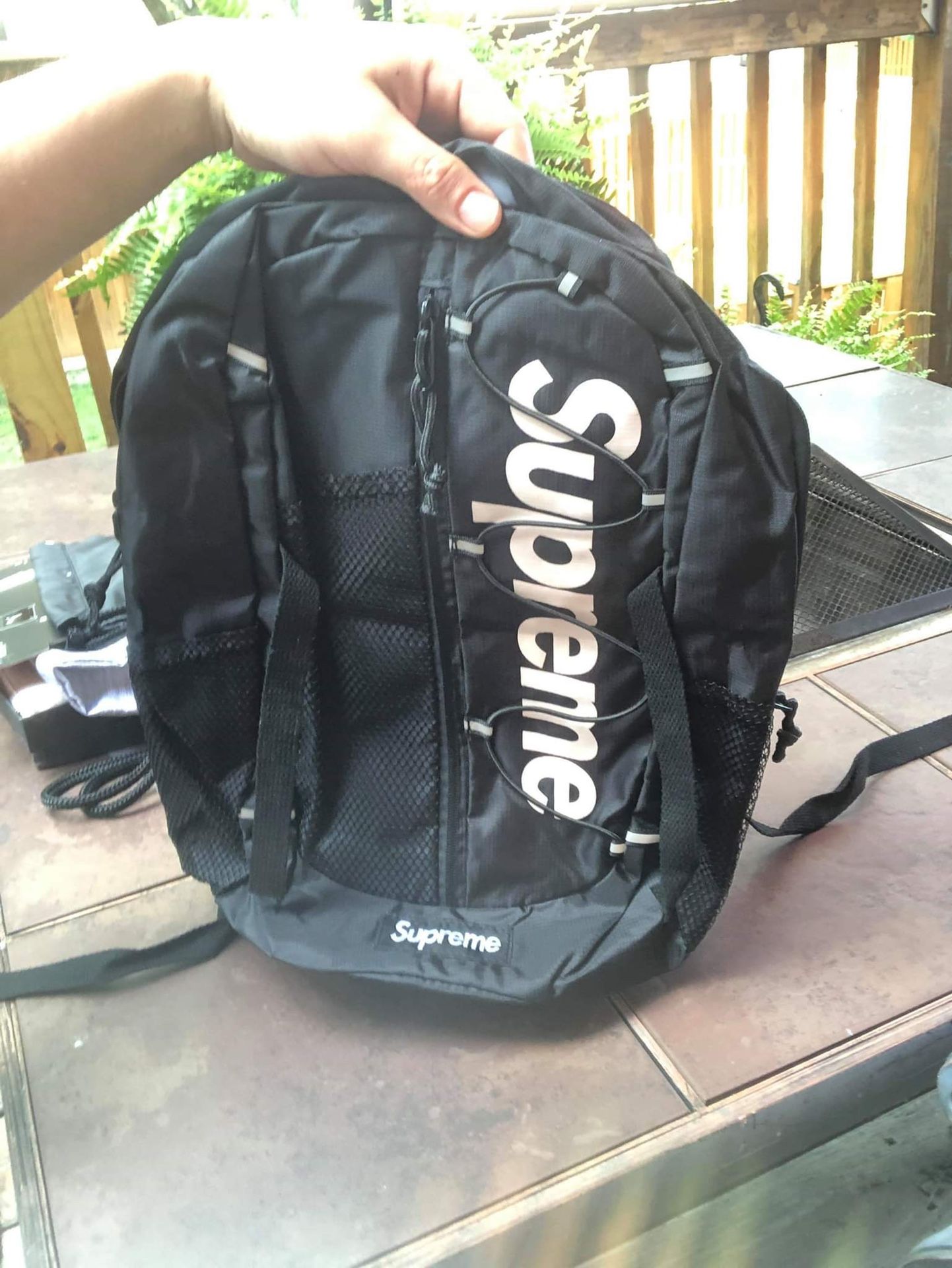 Supreme black backpack ss17