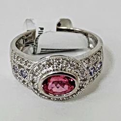 PINK TOURM 14kWG 5.8g RING .35CTW