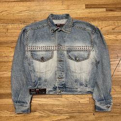 Vintage Blue System Denim Jacket Studded Medium