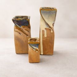 3-Piece Handmade Porcelain Vase Set – Modern Rustic Decor