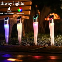 Outdoor Lights Solar Powered Landscape Lighting Waterproof Solar Garden Lights for Yard Patio Walkway Color Changing, 2 Modes 4 LEDs (6 Pack)