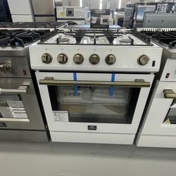 Forno Leonardo Espresso 30 in. White Slide-in Gas Range 5-Burners