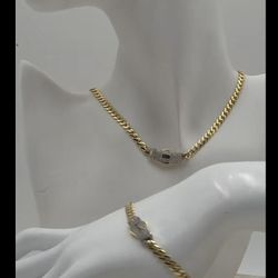 Set Monaco Choker “16 & Bracelet 7” Set REAL GOLD 14k