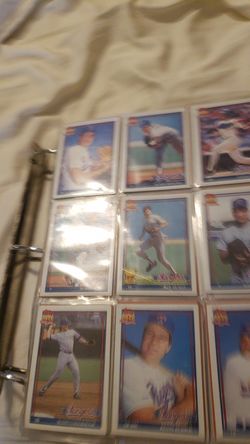 Binder of baseball cards