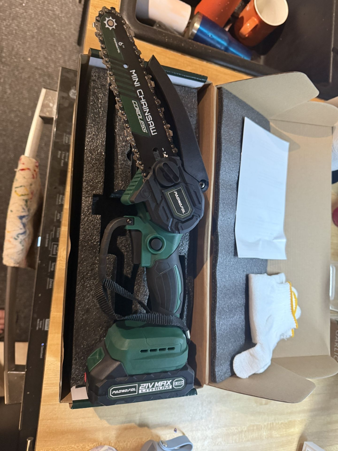 Battery operated 6” chainsaw with (1) batt and charger new in box $40 firm in n Lakeland