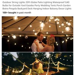 Outdoor String Lights 25Ft Globe Patio Lighting Waterproof G40