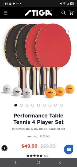 Table Tennis 4 Player Set - Stiga Performance with 6 balls