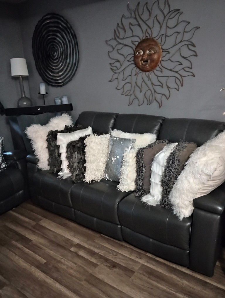DARK GREY LEATHER SOFA