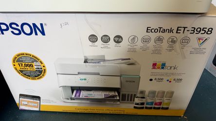 Epson EcoTank ET-3958 Wireless All-in-One Color Supertank Printer, White