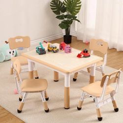 Kids Table and 4 Chair Set - Height Adjustable