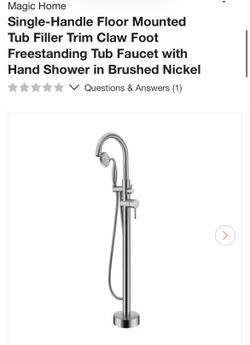 Single-Handle Floor Mounted Tub Filler Trim Claw Foot Freestanding Tub Faucet with Hand Shower in Brushed Nickel