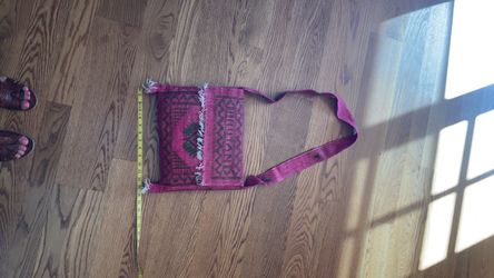 Handwoven Shoulder Bag Tote - PINK/ GREEN
