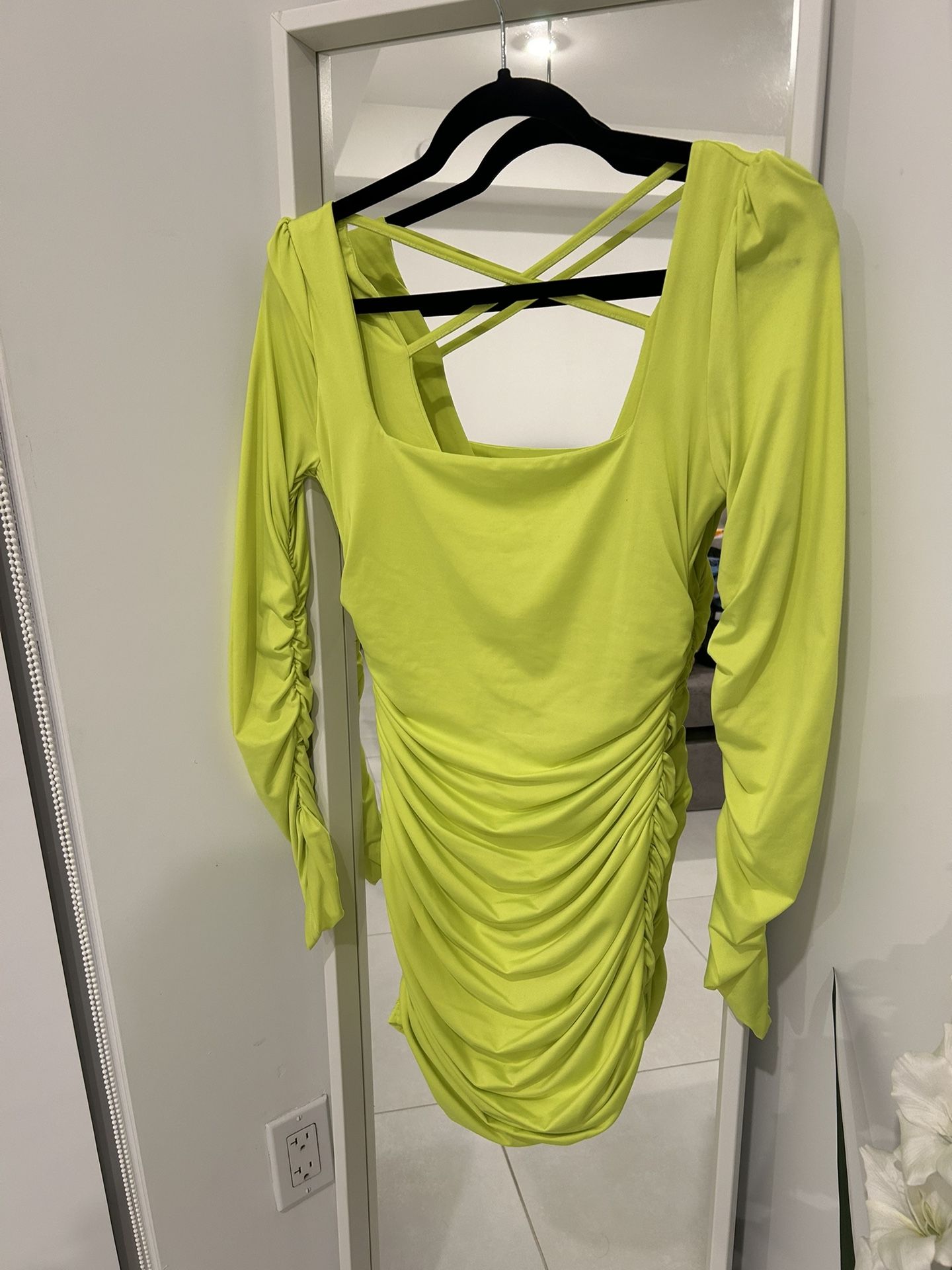 Neon yellow/green long sleeve dress