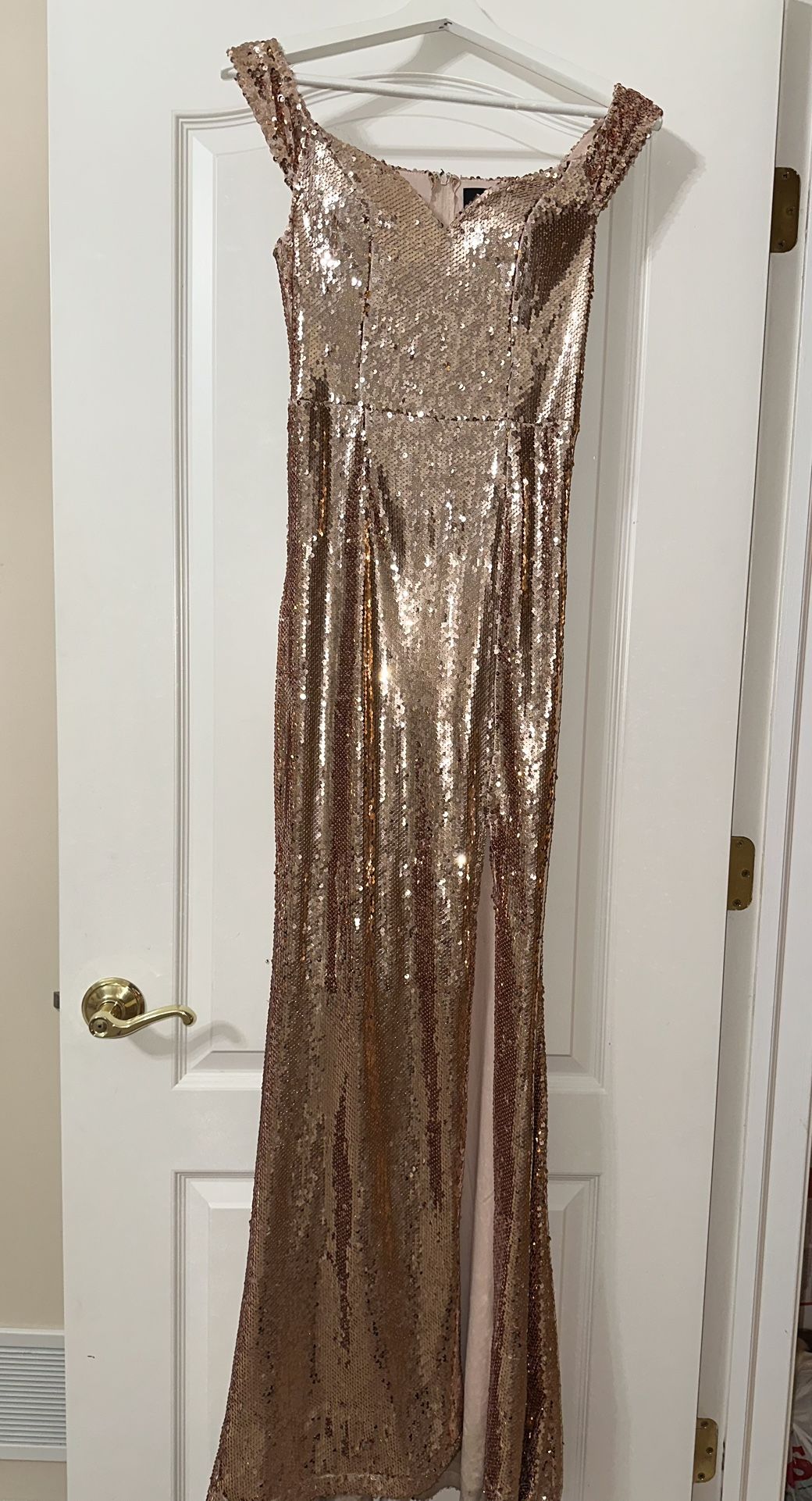 Akira Rose Gold Sequin Mermaid Dress