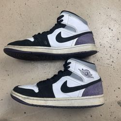 Air Jordan 1 Mid Black White Purple US 9
