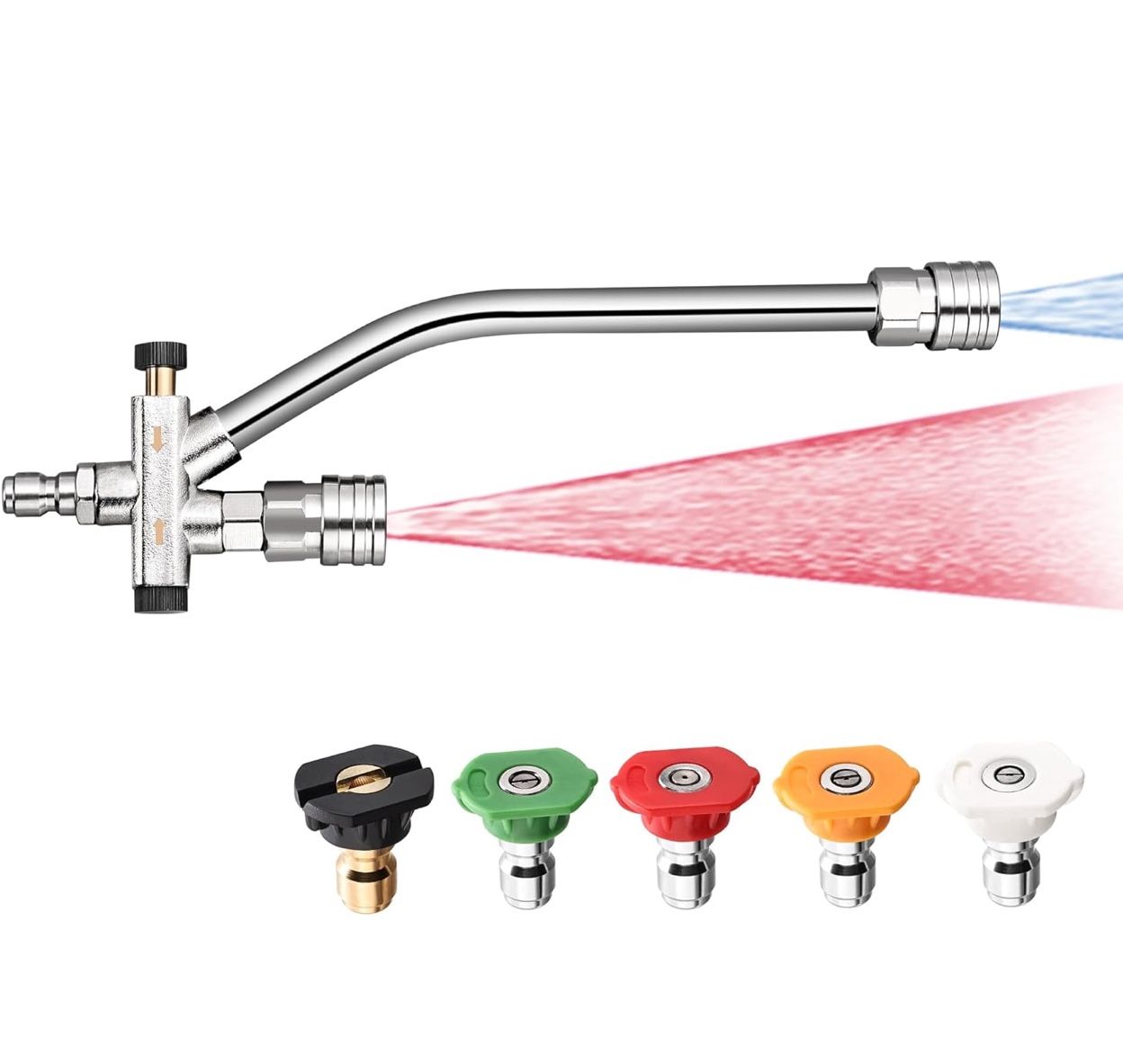 Selkie Foam Cannon Dual Connector Accessory,Pressure Washer Double Tip Attachment for Foam Blaster with with 5 Power Washer Sprayer Nozzles, 1/4" Quic