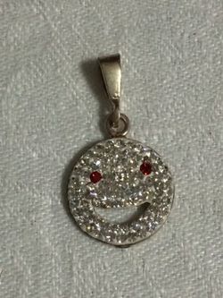 Smiley Face Pendant Crystal Sterling Pendant