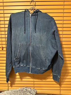 Wear first Plus Washed Denim Zip Up Hoodie