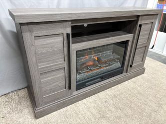 ALLEN & ROTH Farmhouse Style Grey Electric Fireplace TV Stand