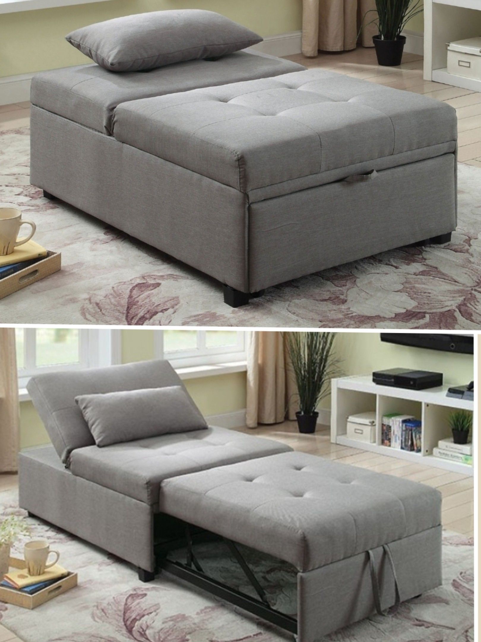 Transitional Gray Futon Sofa