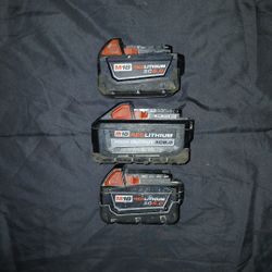 3 Milwaukee M18 Battery XC 5.0, XC 5.0, XC 8.0