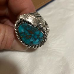 Turquoise And Sterling Ring Size 8 