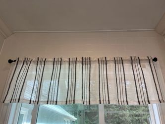 Farmhouse Style Kitchen Valances | Black and White Ticking Stripes
